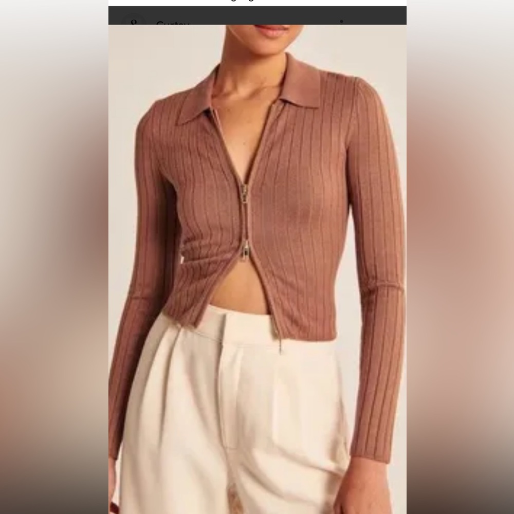 Abercrombie slim zip up polo